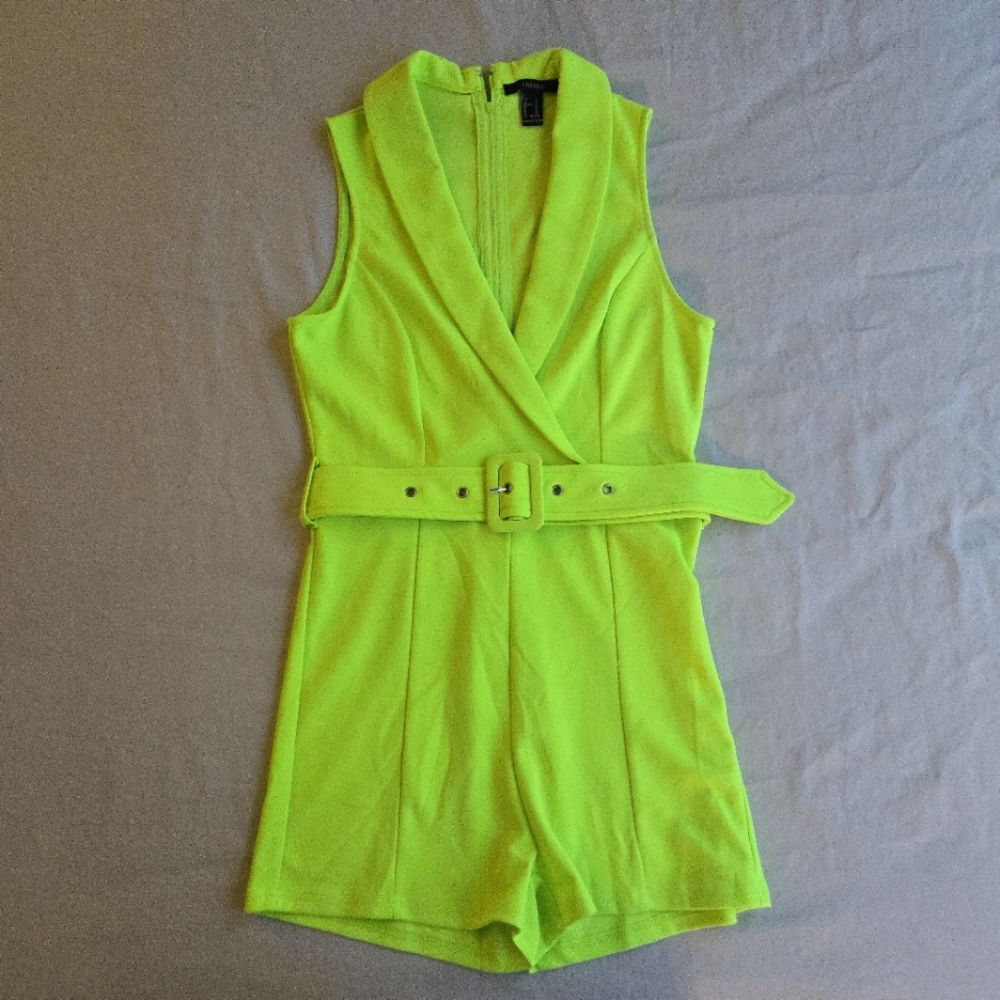 Forever 21 Neon Lime Belted Romper Playsuit